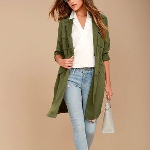 NWT Women’s Size S BB Dakota Averie Drawstring Waist Army Green Coat MSRP $145